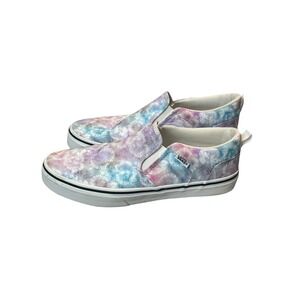 Vans Slip On Shoes Girls Tie Dye Floral Print Pink Blue White Size 6